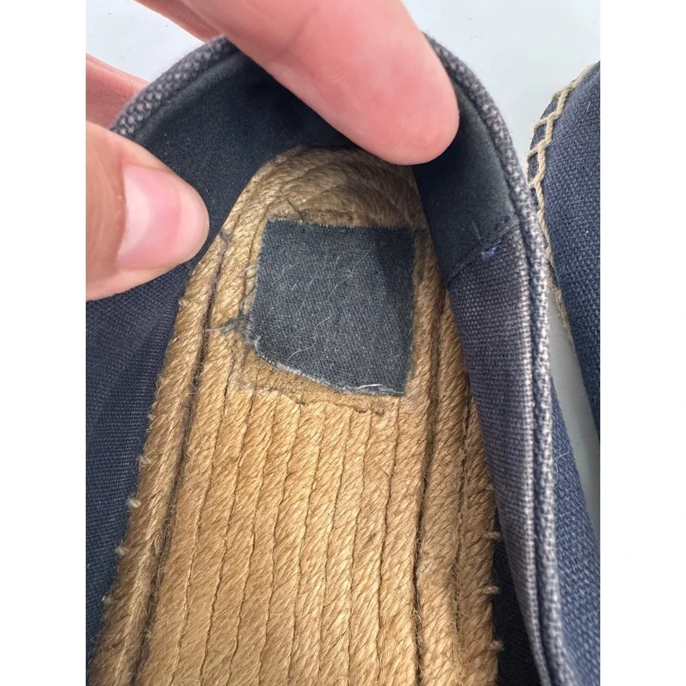 Tory Burch Weston Flat Espadrilles Women 8 Navy Blue Canvas Logo